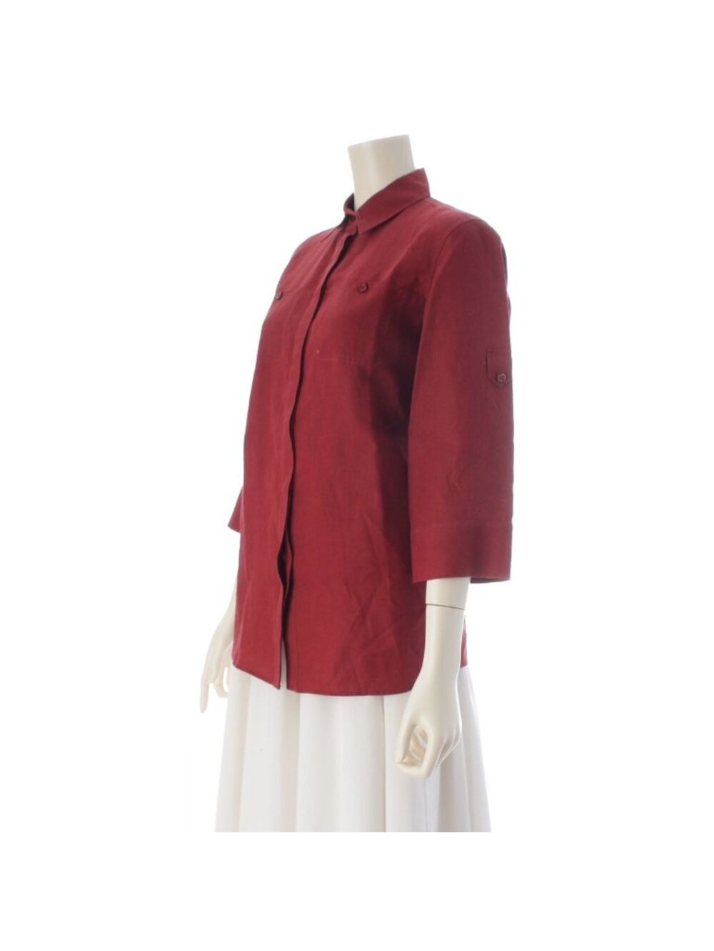 Loro Piana Linen Logo Button Long Sleeve Shirt 3/4 Bordeaux - Picture 2 of 10
